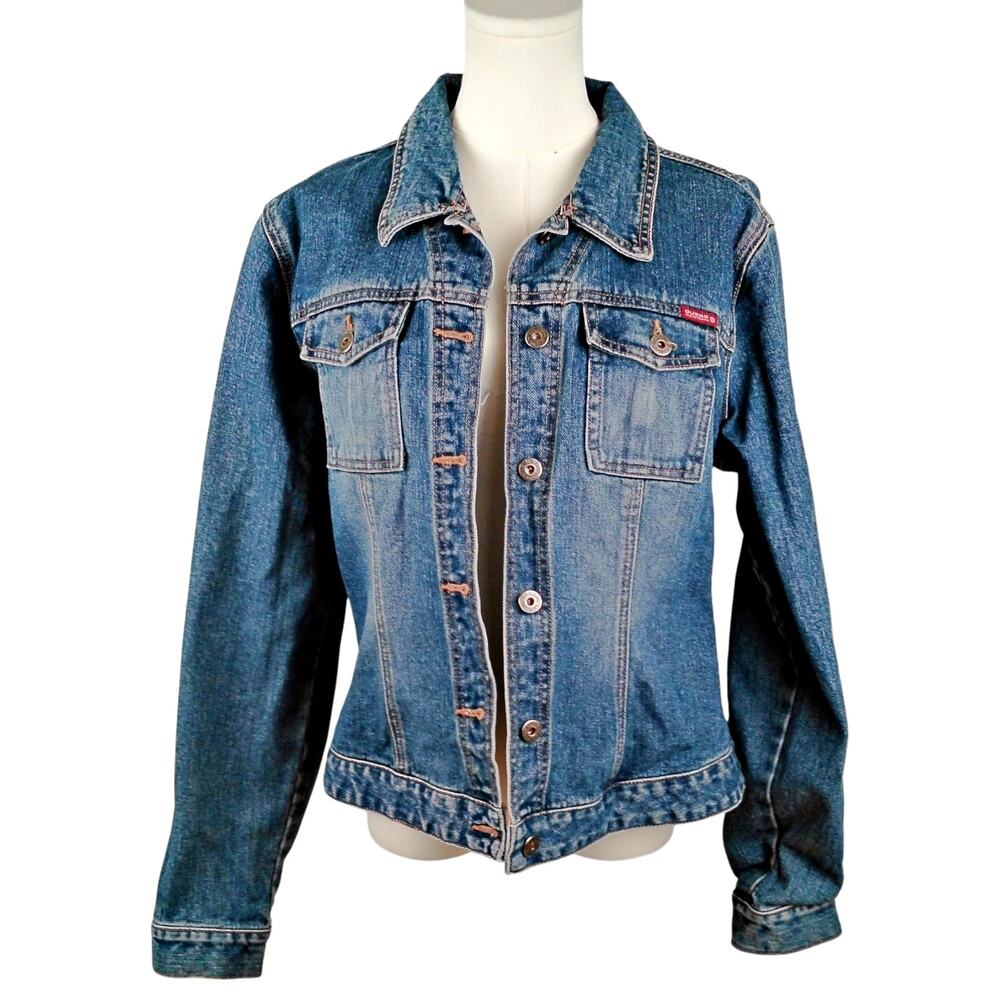 Vintage Guess Jeans Button Up Denim Jacket Women's XL Boho Grunge Rock